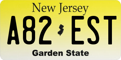 NJ license plate A82EST