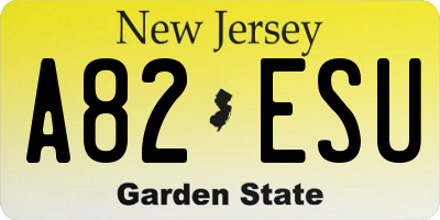NJ license plate A82ESU