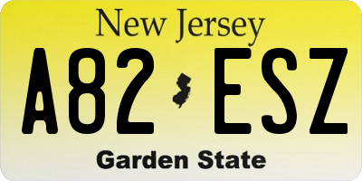NJ license plate A82ESZ