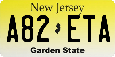 NJ license plate A82ETA