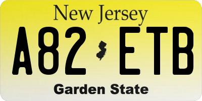 NJ license plate A82ETB