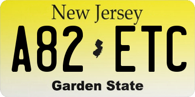NJ license plate A82ETC