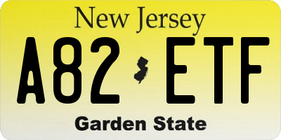 NJ license plate A82ETF