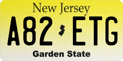 NJ license plate A82ETG