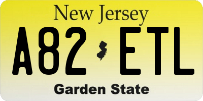 NJ license plate A82ETL