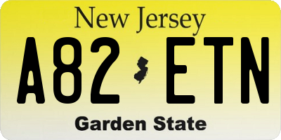 NJ license plate A82ETN