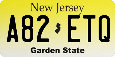 NJ license plate A82ETQ