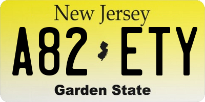 NJ license plate A82ETY