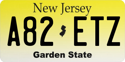 NJ license plate A82ETZ