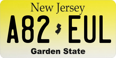 NJ license plate A82EUL