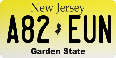 NJ license plate A82EUN