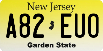 NJ license plate A82EUO