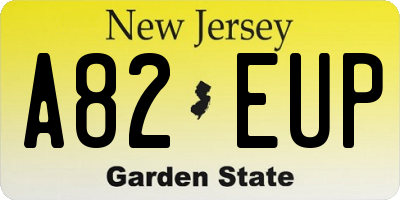 NJ license plate A82EUP