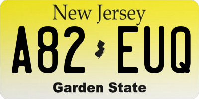 NJ license plate A82EUQ
