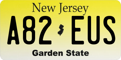 NJ license plate A82EUS