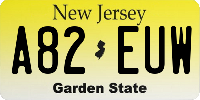 NJ license plate A82EUW