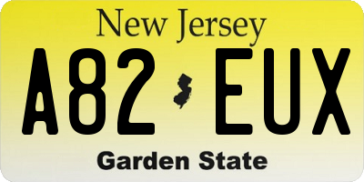 NJ license plate A82EUX