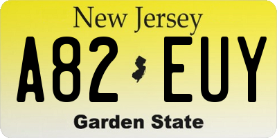 NJ license plate A82EUY
