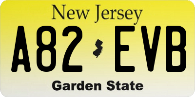 NJ license plate A82EVB