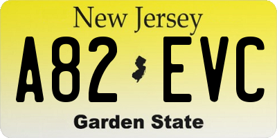 NJ license plate A82EVC