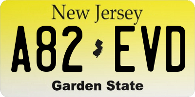 NJ license plate A82EVD