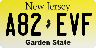 NJ license plate A82EVF