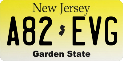 NJ license plate A82EVG