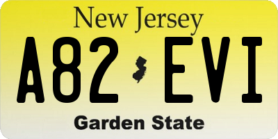 NJ license plate A82EVI
