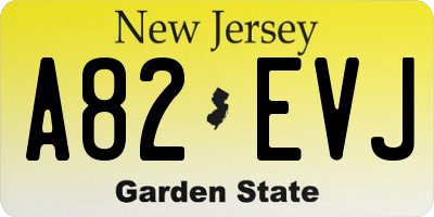 NJ license plate A82EVJ