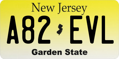 NJ license plate A82EVL