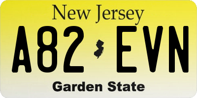 NJ license plate A82EVN