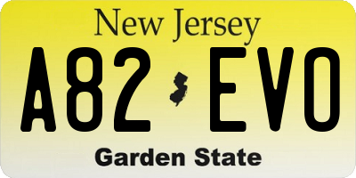 NJ license plate A82EVO