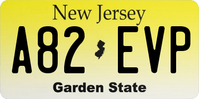 NJ license plate A82EVP