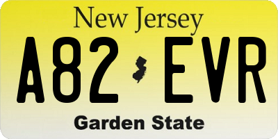 NJ license plate A82EVR