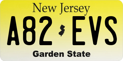 NJ license plate A82EVS