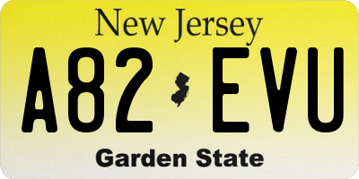 NJ license plate A82EVU