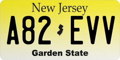 NJ license plate A82EVV