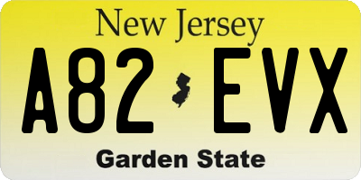 NJ license plate A82EVX