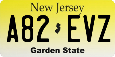 NJ license plate A82EVZ