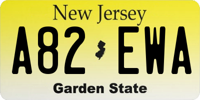 NJ license plate A82EWA