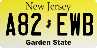 NJ license plate A82EWB