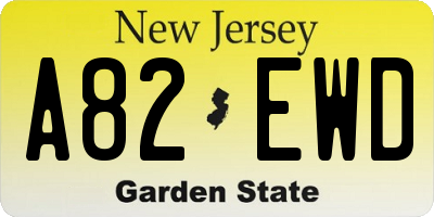 NJ license plate A82EWD