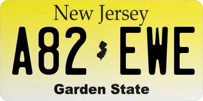 NJ license plate A82EWE