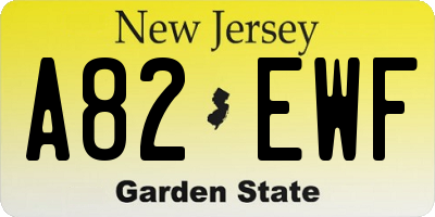 NJ license plate A82EWF