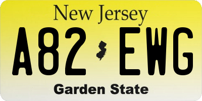 NJ license plate A82EWG