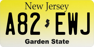 NJ license plate A82EWJ