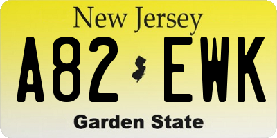 NJ license plate A82EWK