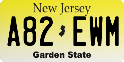 NJ license plate A82EWM