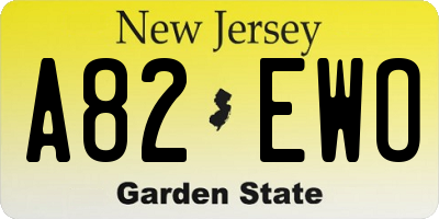 NJ license plate A82EWO