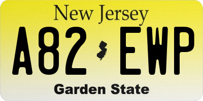 NJ license plate A82EWP
